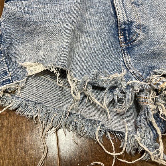 Zara Frayed High Rise Denim Shorts sz 6 - Picture 7 of 9